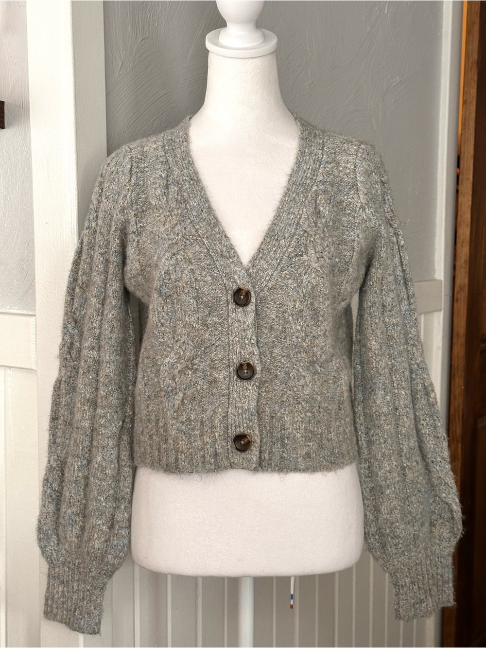 Sincerely Jules Marled Cardigan Sweater XS Chunky Knit Cropped